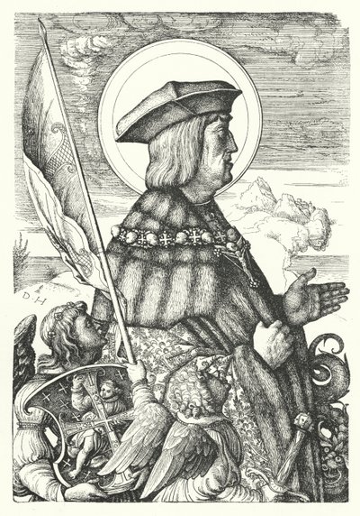 Maximilian I, den hellige romerske keiseren, som St George av Daniel Hopfer