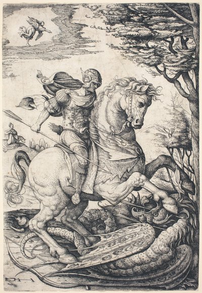 Saint George til hest og dreper dragen av Daniel Hopfer
