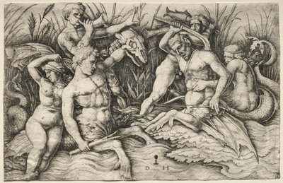 To Tritons kjemper - Battle of the Sea Gods høyre del. av Daniel Hopfer