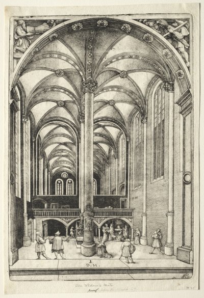 Utsikt i det indre av St. Catherines kirke i Augsburg av Daniel Hopfer