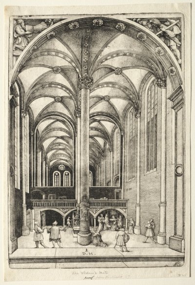 Utsikt i det indre av St. Catherines kirke i Augsburg. av Daniel Hopfer
