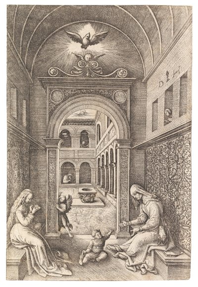 Jomfruen og barnet med Saint Anne, ca. 1500. av Daniel Hopfer the Elder