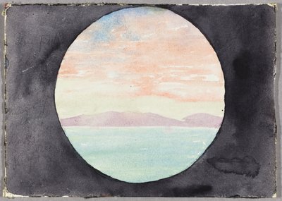Tunisbukta gjennom koøye på dampskipet Fürst Bismark, Tunisia, Nord-Afrika, reiseskisse av Daniel Hudson Burnham