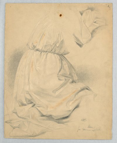 Draperistudie for knelende figur i "Communion of the Sick" av Daniel Huntington