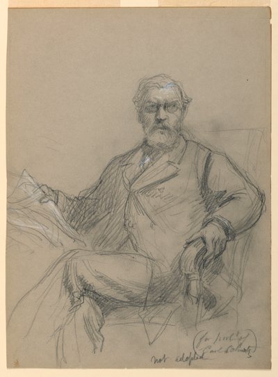 Engelsk: Drawing, Carl Schurz Sittende Readin, 1899 av Daniel Huntington