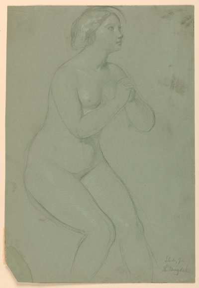 Kvinnelig nakenstudie for "A Magdalen" av Daniel Huntington