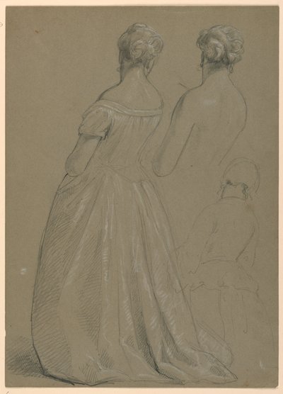 Studier av stående kvinne for "The Republican Court" (Lady Washingtons mottaksdag) av Daniel Huntington