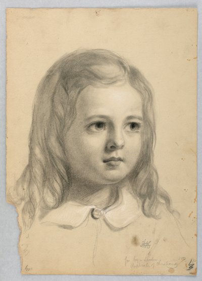 Studie av barnets hode for "Christiana og hennes barn" av Daniel Huntington