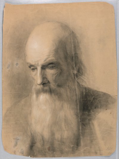 Studie av mannens hode for "A Lesson in Charity" av Daniel Huntington