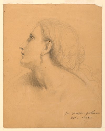 Studie av et kvinnehode for "Druesamlere" av Daniel Huntington