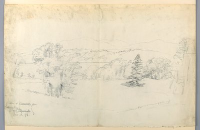 Hudson River og Catskills fra Barrytown av Daniel Huntington