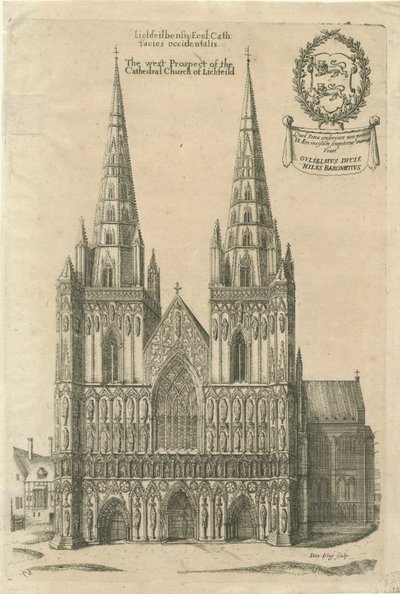 Lichfield Cathedral - West Front: gravering og [slutt på 1600-tallet] av Daniel King