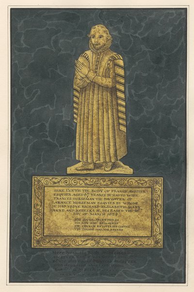 Messingplate for Francis Awsiter og Richard Awsiter av Daniel Lysons