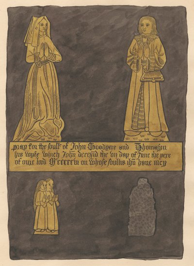 Messingtallerken til John og Tomasina Goodyere fra Teddington Church av Daniel Lysons