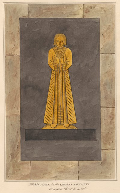 Messingplate for uidentifisert mann, Chancel Pavement of Drayton Church av Daniel Lysons