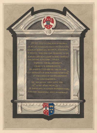 Minnesmerke over George, jarl av Berkeley fra Cranford Church av Daniel Lysons