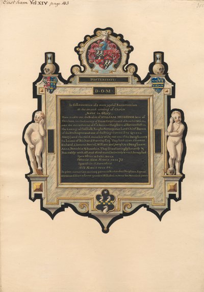 Minnesmerke over Anna og William Heigham fra East Ham Church av Daniel Lysons