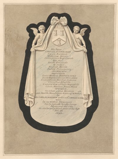 Minnesmerke over Carous Scarburgh fra Cranford Church av Daniel Lysons