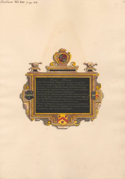 Minnesmerke over Elizabeth Heigham fra East Ham Church av Daniel Lysons