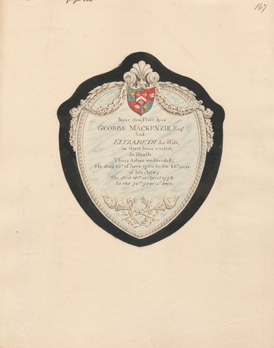 Minnesmerke over George og Elizabeth MacKenzie fra Kensnton Church av Daniel Lysons