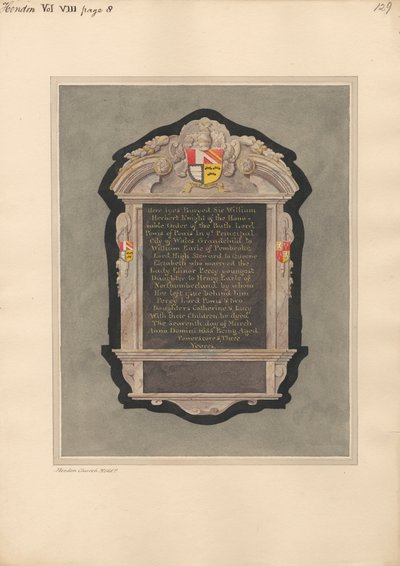 Minnesmerke over Sir William Herbert fra Hendon Church av Daniel Lysons
