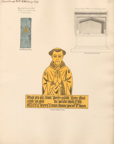 Grav og messingplate til Alan Porter, fra Chiselhurst Church av Daniel Lysons