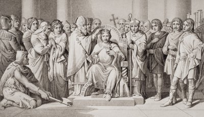 Kroningen av Harold II (ca. 1022-66) kongen av angelsakserne i 1066 e.Kr., fra 
