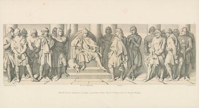 Harold og hans følgesvenner, brakt, som fanger, for Guy of Ponthieu og hans normanniske riddere av Daniel Maclise
