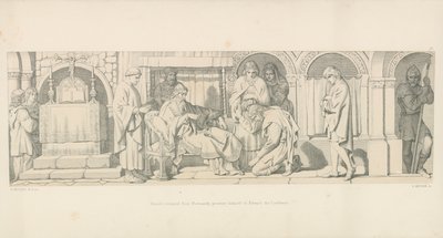 Harold, returnert fra Normandie, presenterer seg for Edward the Confessor av Daniel Maclise