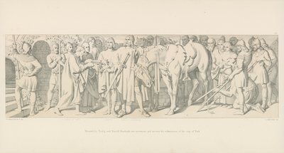 I mellomtiden er Tostig og Harold Hardrada seirende og mottar underkastelsen fra City of York av Daniel Maclise