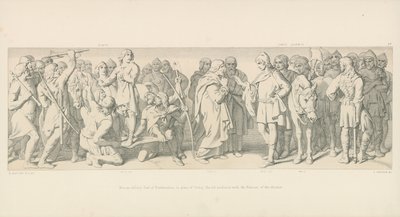 Morcar, valgt jarl av Northumbria, i stedet for Tostig, Harold mekler med valgets Nuneios av Daniel Maclise