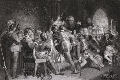 The Hall of Glennaquoich - a Highland Feast, gravert av P. Lightfoot, fra 