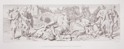 Tostig og Harold Hardradas død etter slaget ved Stamford Bridge, fra 'The Story of the Norman Conquest', gravert av L. Gruner, 1866 av Daniel Maclise