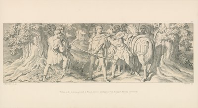 William, i sin jaktmark i Rouen, mottar etterretning fra Tostig fra Harold