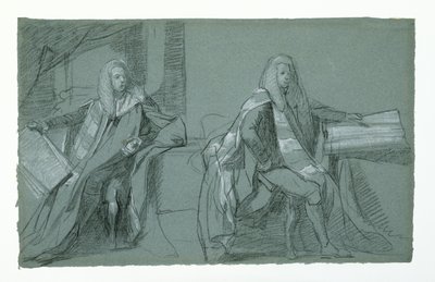 Studie for William Murray, First Earl of Mansfield, 1782-1783 (grafitt og svart-hvitt kritt på blågrått papir) av Daniel Mytens