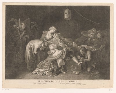 Farvel til Jean Calas i fengselet Les adieux de Calas, a sa famille (tittel på objekt) av Daniel Nikolaus Chodowiecki