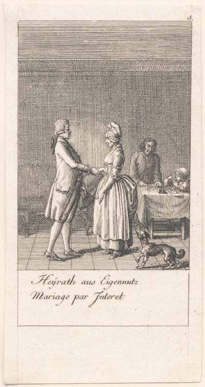 Motiver for ekteskap og deres konsekvenser. Bl. 3 av Daniel Nikolaus Chodowiecki