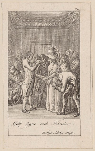 Blad 12 til August von Kotzebues Indianerne i England av Daniel Nikolaus Chodowiecki