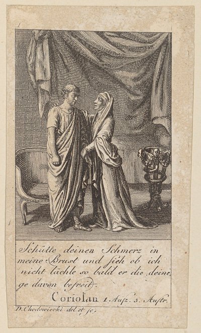 Blad 1 til Shakespeares «Coriolanus» av Daniel Nikolaus Chodowiecki