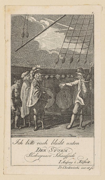 Plate 1 til Shakespeares «Stormen» av Daniel Nikolaus Chodowiecki