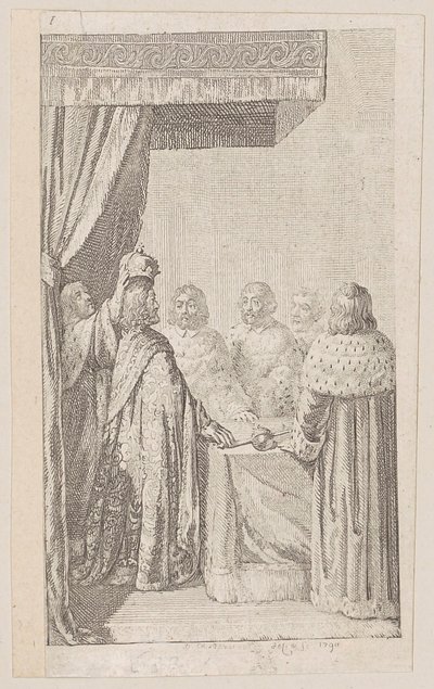 Blad 1 til «Prøyssisk-brandenburgsk statshistorie», andre del av Daniel Nikolaus Chodowiecki