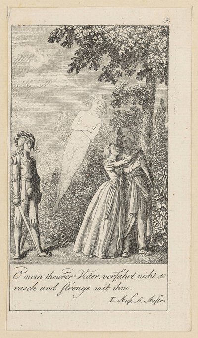 Blad 3 til Shakespeares "Stormen" av Daniel Nikolaus Chodowiecki