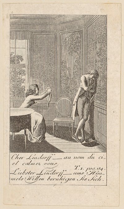 Plate 4 til «Karoline von Lichtfield» av Daniel Nikolaus Chodowiecki