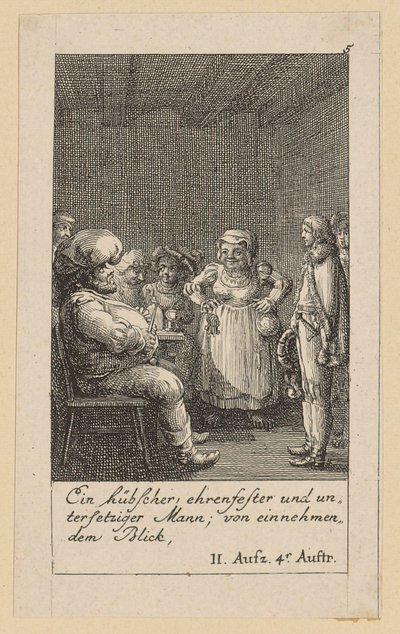 Blad 5 til Shakespeares «Kong Henrik IV» av Daniel Nikolaus Chodowiecki