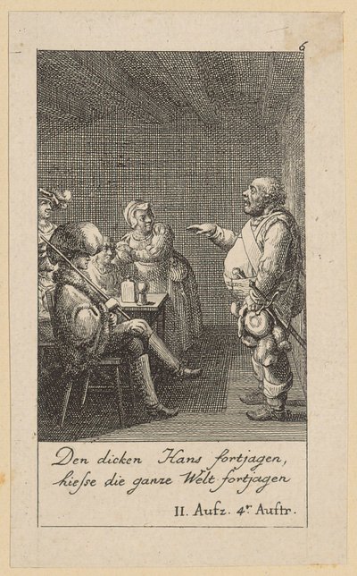 Blad 6 til Shakespeares «Kong Henrik IV» av Daniel Nikolaus Chodowiecki