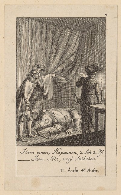 Blad 7 til Shakespeares «Kong Henrik IV» av Daniel Nikolaus Chodowiecki