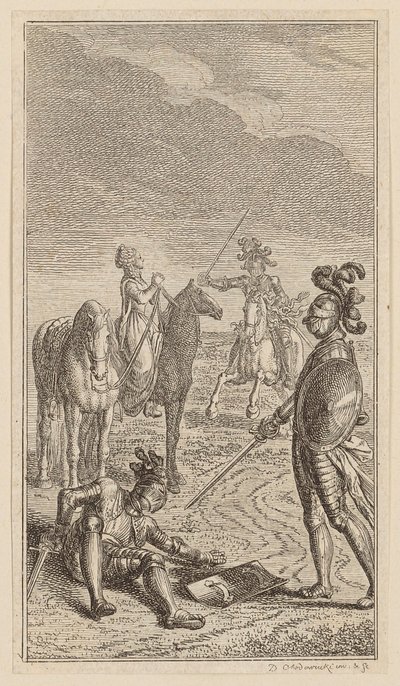 Bortførelsen, eller ridder Karl von Eichenhorst og frøken Gertrude von Hochburg, blad fra første utgave av «Dikt av Gottfried August Bürger» av Daniel Nikolaus Chodowiecki