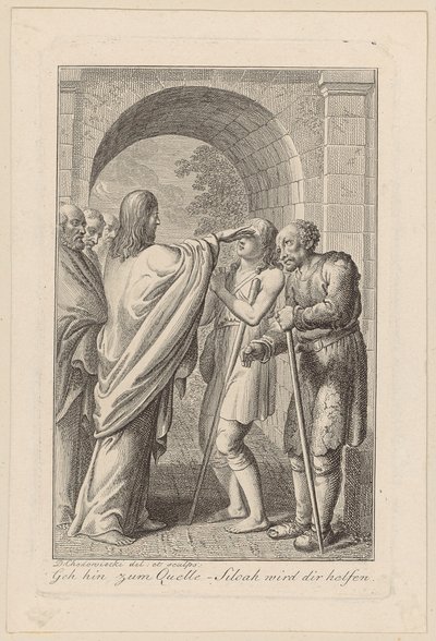 Jesus helbreder en blind mann av Daniel Nikolaus Chodowiecki
