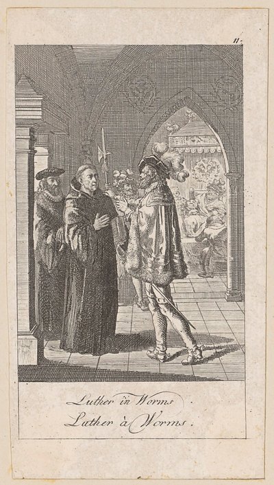 Luther i Worms, blad 11 fra serien «Oldtidens, middelalderens og nyere tids historie» av Daniel Nikolaus Chodowiecki
