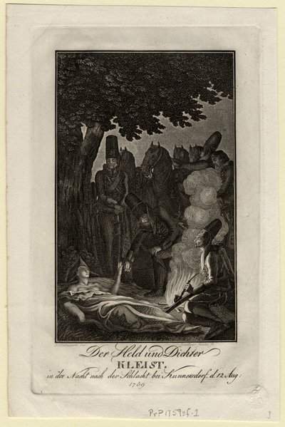 Poeten Ewald von Kleist i slaget ved Kunersdorf, 12. august 1759, ca 1759 av Daniel Nikolaus Chodowiecki